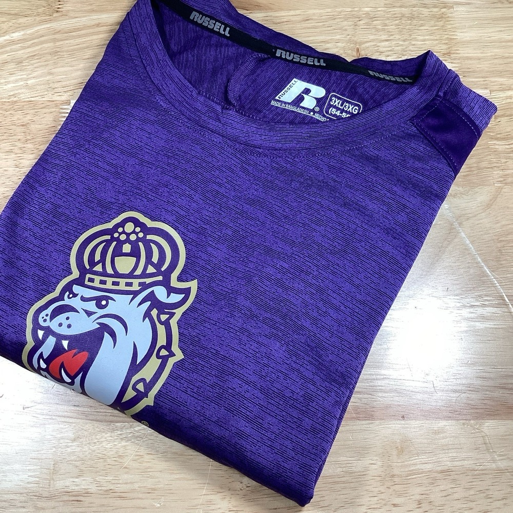 Men's Russell James Madison Dukes JMU Short Sleeved Performance Tee Purple 3XL